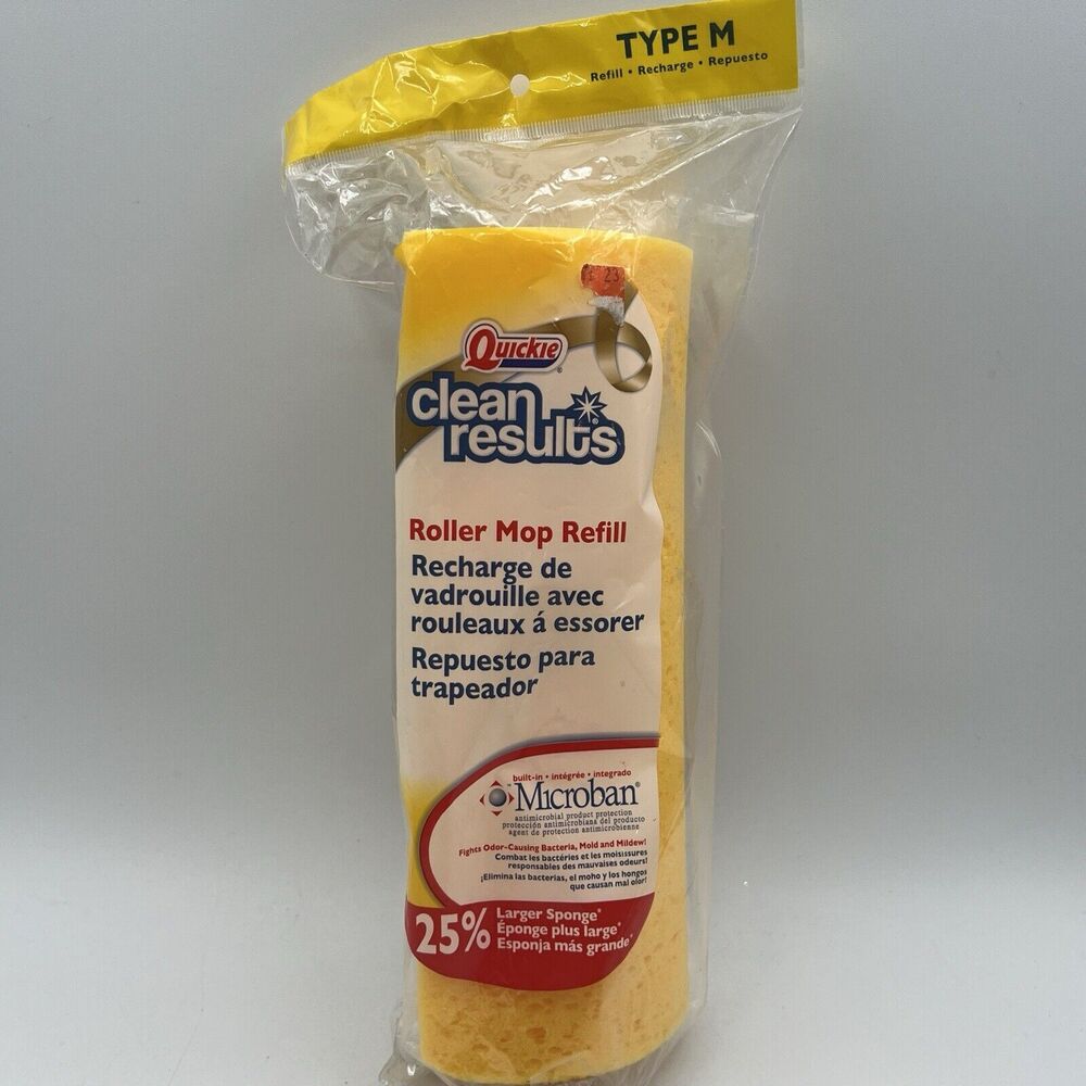 NEW Quickie Clean Results Refill Microban Roller Sponge Mop 0582CRMB Type M